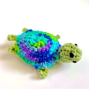 Hand Crafted Turtle Cat Toy Crochet Potent Organic Catnip Interactive Yarn Toy